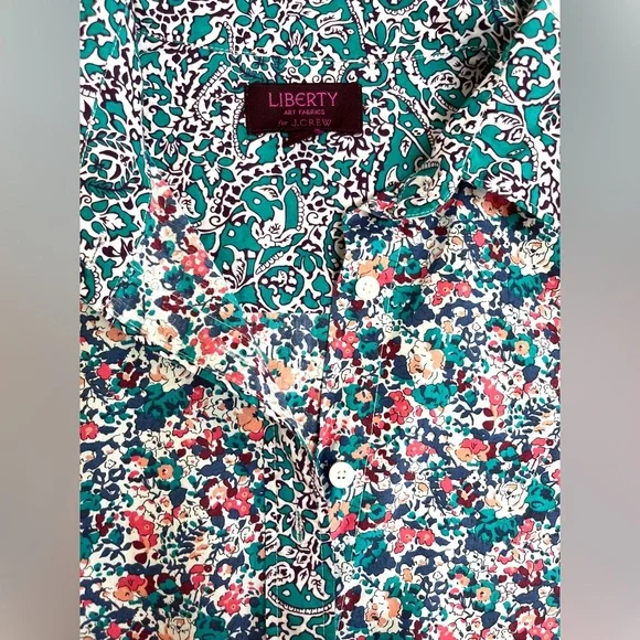 J.Crew Liberty art fabrics shirt. Jade Peony floral print Size 8 - Picture 3 of 13